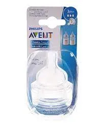 Avent silicone Anti-colic teats 3 hole 3M+