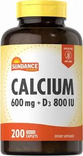 SUNDANCE CALCIUM 600MG + VIT D 800IU 60 CAPLETS