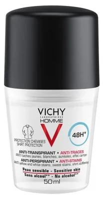 Vichy Homme 48H Antiperspirant Deodorant Anti-Mark Roll-On 50ml