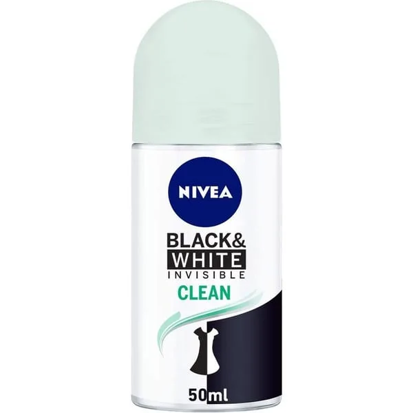 Nivea Black & white invisible clean roll-on for female 48hrs protection 50ml