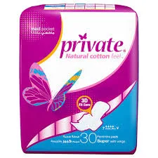 PRIVATE NATURAL COTTON FEEL MAXI SUPER WITH WINGS 30'S