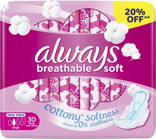 Always Breathable Large 30 pieces (20% Off)