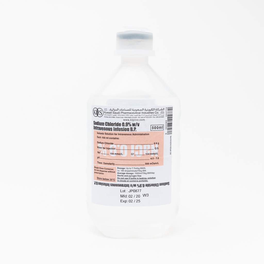 Sodium Chloride 0.9% IV solution 500ml