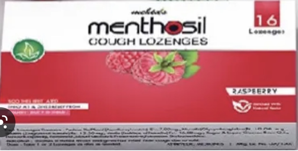 Menthosil cough with raspberry flavour 16 lozenges