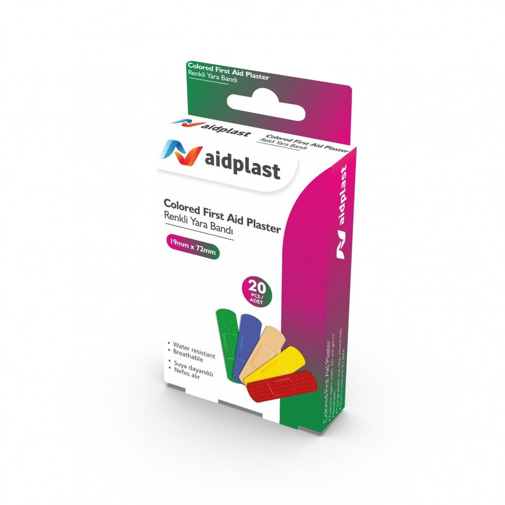 AIDPLAST COLORED FIRST AID PLASTERS  20'S