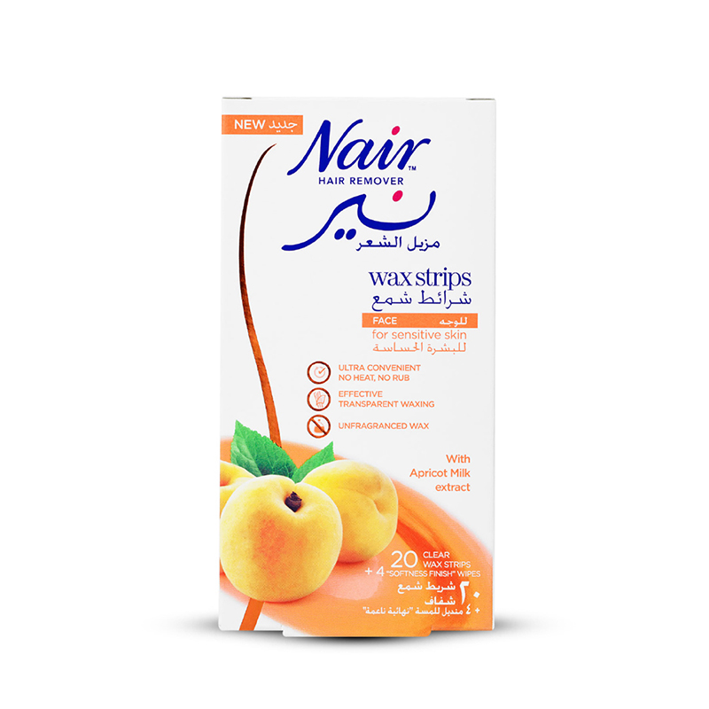 Nair face hair removal wax strips apricot 20's