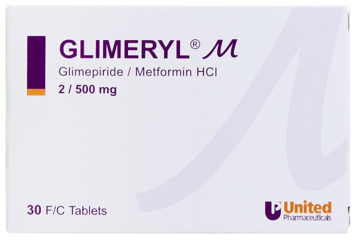 Glimeryl-M 2/500mg 30 tablets