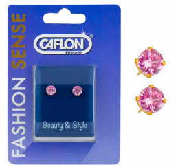 Caflon Fashion Sense Gold Plated Pink Cubic Zirconia Earring 8Mm