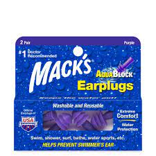 Mack's earplugs Aqua block 2 pair +storage case