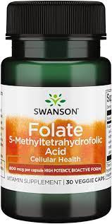 Swanson Folate, 800mcg 30'caps