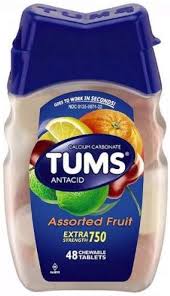 TUMS ANTACID 750MG ASSORTED FRUIT CHEWABLE TABS. 48'S