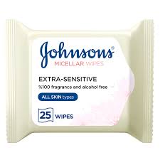 JOHNSON & JOHNSON FRAGRANCE FREE MICELLAR CLEANSING WIPES 25'S
