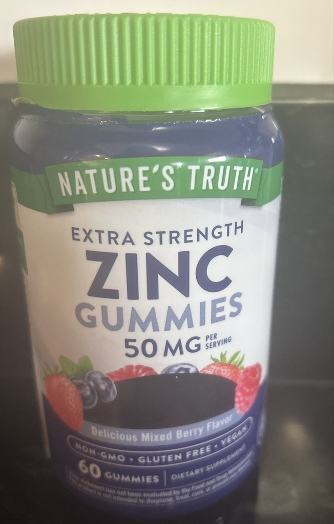Natures Truth Extra Strength Zinc 50 Mg Gummies, Mixed Berry, 60G