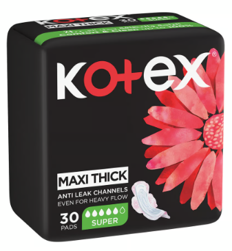 Kotex maxi thick super 30 pads