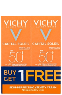 Vichy SPF50 Velvety cream 50ml (Buy 1, Get 1 free)