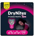 HUGGIES DRY NITES GIRLS ABSORBENT NIGHT PANTS 8-15 YEARS 13'S