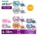 Avent Ultra soft Silicon Pacifier Baby girl(6-18M)