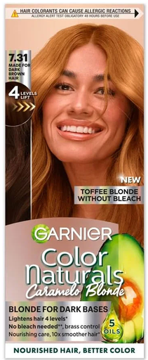 GARNIER COLOR NATURALS CARAMELO 7.3 TOFFEE BLOND WITHOUT BLEACH
